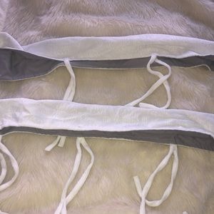 Reversible Crib Rail Guards - Soft White Fleece/Grey MicroFiber No Stains!